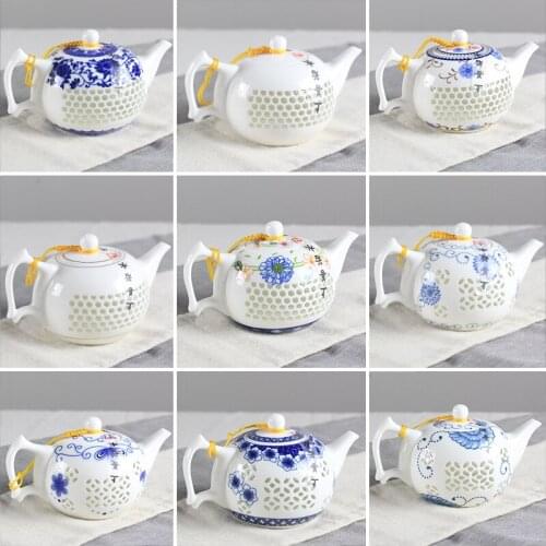 2017 Exquisite crystal hollow out teapot, pure hand painted ceramic pot