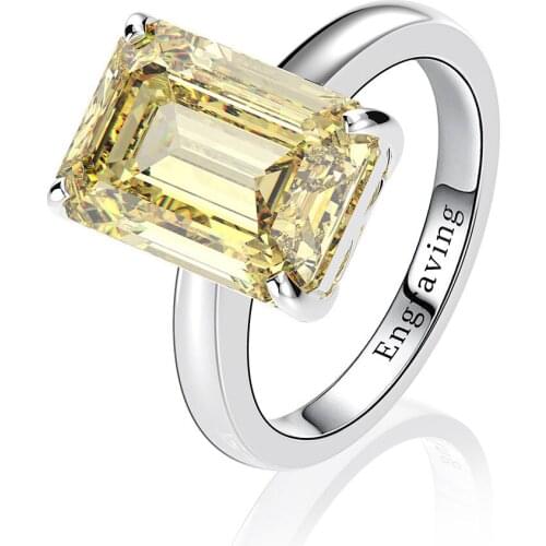 Classic 10*14mm 19CT Topaz Quartz Created Moissanite Rings for Women 925 Sterling Silver Wedding Engagement Ring Fine Jewelry