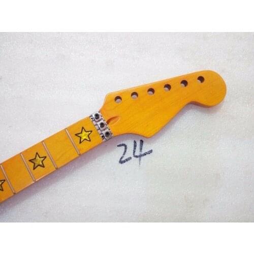 Yellow Electric Guitar Neck Maple inlay 24 Fret for ST style Repair parts