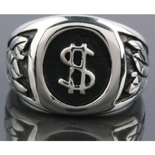 US Dollar Sign Ring Punk Rock Hip Hop Finger Ring For Men Personality US Dollar Signets Rings Mens Fashion Jewelry
