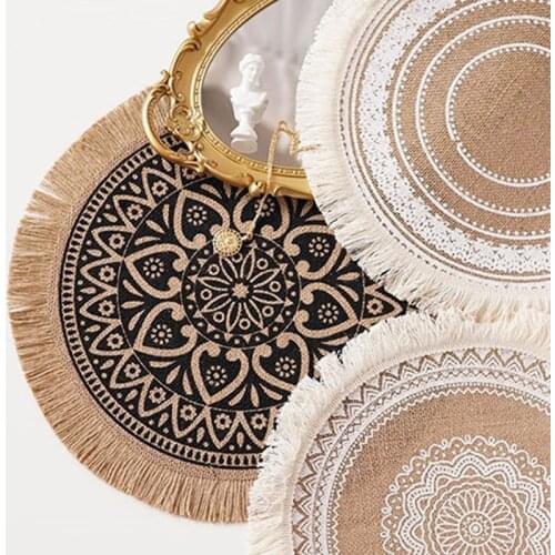 Round Embroidery/Lace Table Placemat Nordic Style Non-slip Placemat Heat Insulation Furniture Decoration Mat Coffee Cup Mats