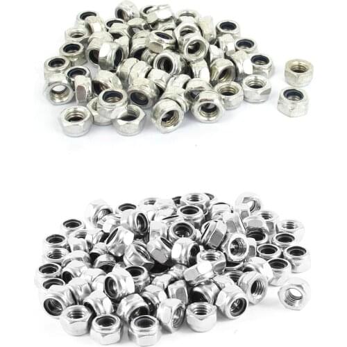 M6 X 1Mm 304 Stainless Steel Nylock Nylon Insert Hex Lock Nuts 50Pcs