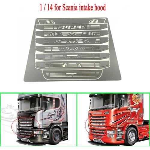 Metal Black Checkered Intake Hood Air Inlet Cover for 1/14 Tamiya RC Truck Car SCANIA R730 R470 R620 Diy Parts