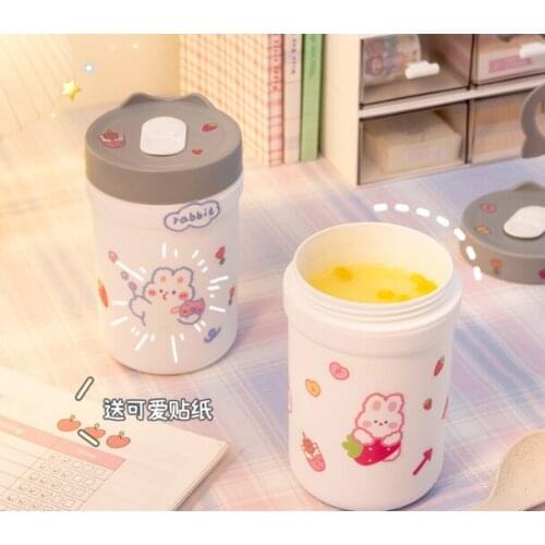 Cute large capacity microwavable portable porridge bowl soup cup pack lunch box J03