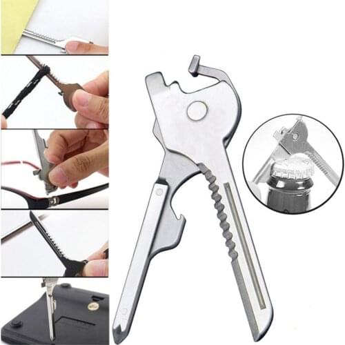 1Pc EDC Multifunctional Outdoor 6 In 1 Stainless Steel Mini Knife Pocket Driver Screwdriver Camping Utility Key Key Ring Chain