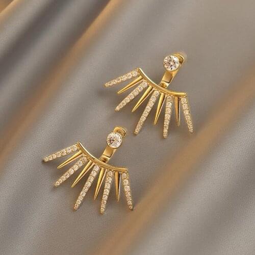 Cold talk style fashion simple golden personality trend ladies earrings fan-shaped party accessories Women jewelry