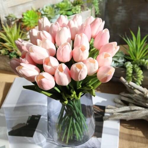 Fashion Artificial Flower PU Tulip Plant Bunch 35cm Home Wedding Party Decoration DIY Flower Wall Fake Flower Photography Props