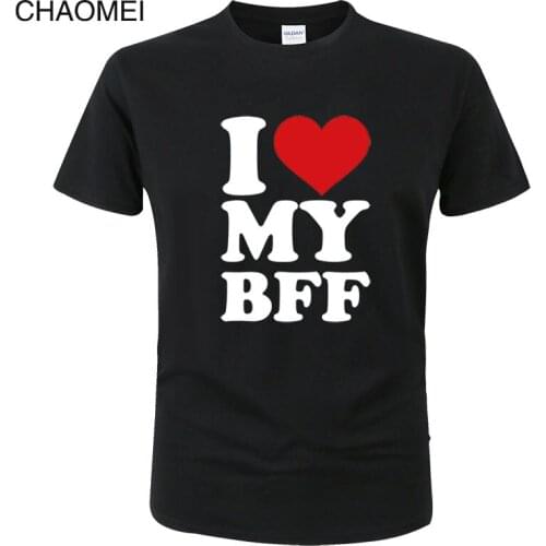 Mens Premium T-Shirt I love my best Friend forever bff Print T shirt Men Fashion Summer Cotton Tops Cool Tee Unisex Clothes C21