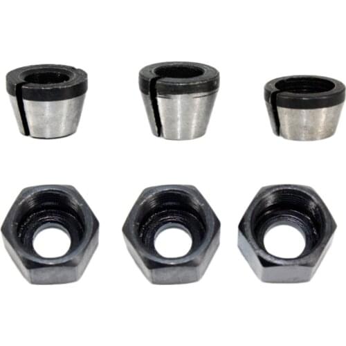 SHGO HOT-3 Pcs Router Collet Set Chuck Heads Adapter for Drills Engraving Trimming Carving Machine Electric Router Milling Cutte