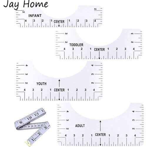 New T-Shirt Ruler Guide Tool T-Shirt Measurement Ruler 4 Size Professional Patchwork Ruler for Fabric Cutting Sewing Craft