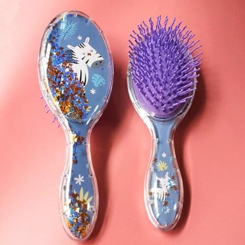 New Cartoon Sequins Anti-static Hair Brush Massage Combs Portable Shower Wet Detangle Hair Combs Cute Salon Hair Styling Tools