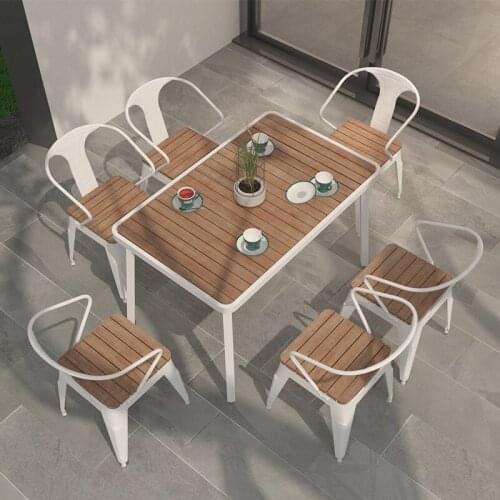 Outdoor table and chair combination balcony outdoor courtyard iron art small coffee table simple leisure terrace garden table