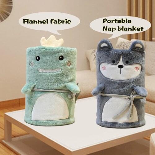 Cute Husky Air Conditioning Blanket Woman Soft Animal Dinosaur Flannel Roll Carpet Office Nap Blanket Girlfriend Gift Warm