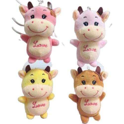 Wholesale 20pcs/lot soft cute animal bull calf plush toys Keychain 10cm