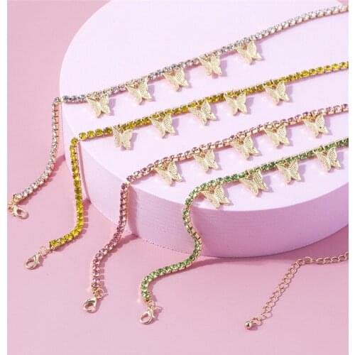 2020 New Arrival Butterfly Pendant Choker Necklace Creative Fashion Colors Stone Butterfly Necklaces For Women Jewerly Gift