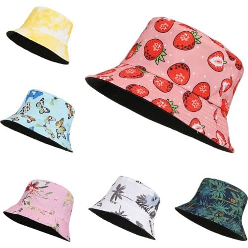 Summer Tie Dye Bucket Hats Women Mens Panama Hat Double-Sided Wear 2021 Fishing Hat Fisherman Cap For Men Bob Femme Gorro