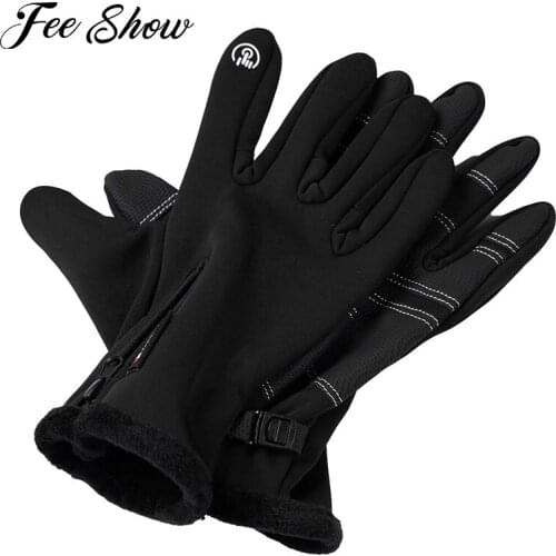Autumn Winter Mens Polar Fleece Gloves Warm Waterproof Windproof Touch Screen Non-slip Gloves for Outdoor Sports Skiing Cycling