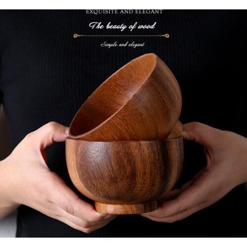 Japanese Style Salad Rice Noodles Bowls Natural Wood Tableware Wooden Bowl Soup Kitchen Utensil Dishes