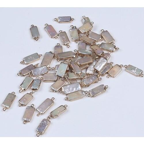 13-20mm Rectangle Gold Plated Edge Pearl Necklace Pendant For Jewelry Making