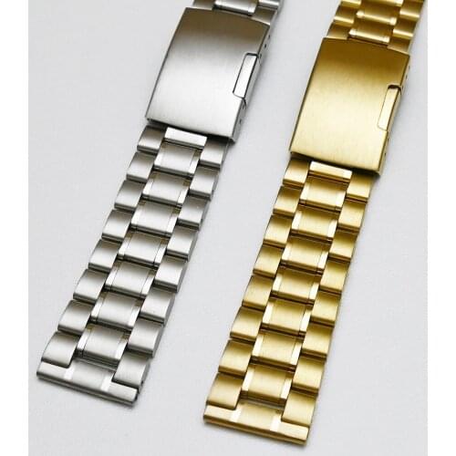 Stainless Steel Watch Band Strap Solid Silver 14mm 16mm 18mm 19mm 20mm 21mm 22mm 24mm 26mm Metal Watchbands for Tissot Seiko