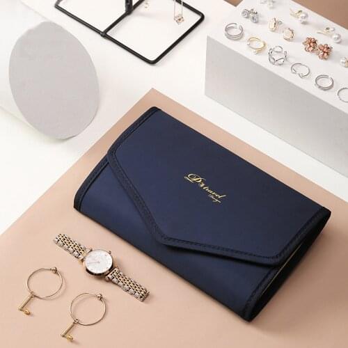 Portable Travel Jewelry Organizer Roll Foldable Jewelry Case Journey-Ring Necklaces Jewerly Storage Bag Personal Jewelry Display