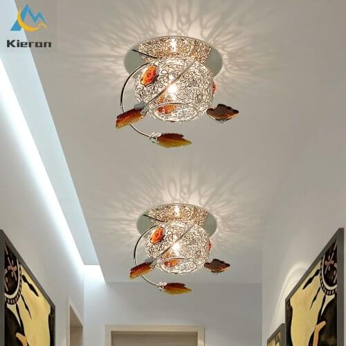 Modern Crystal LED Ceiling Lamp Bedroom Living Room Dining Room Study Iron Art Ceiling Lights Room Decor Maple Leaf Ceiling Lamp