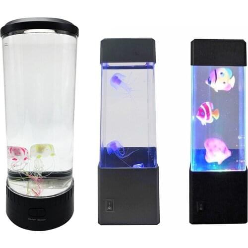 USB/Battery Powered Jellyfish Light Water Tank Aquarium LED Lamp Color Changing Bedside Lava Night Light Home Bedroom Decor
