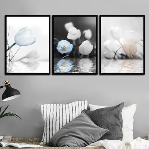 Unique Blue Flower Nordic Decoration Canvas Poster Wall Art Painting Picture for Living Room Home Decor B5116