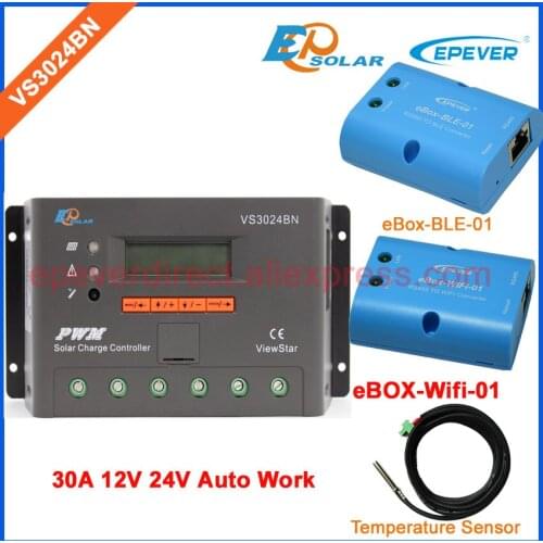 VS3024BN 24v 30A EPEVER Solar controller bluetooth and wifi BOX Temperature sensor EPSolar charger 30amp