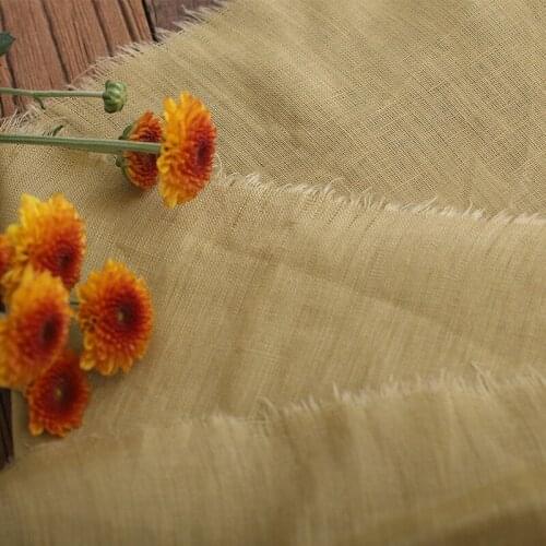 High quality pure ramie sewing canary yellow fabrics High grade dress shirt clothing fabric