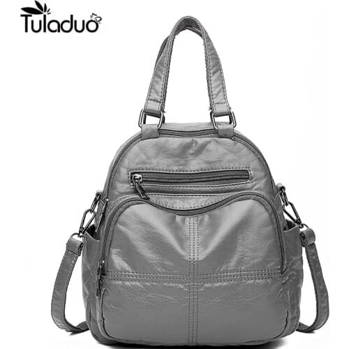 2020 Women Backpack PU Leather Daypack Fashion Backpacks Female Mochila Feminine Casual Leisure Large Capacity Vintage Bags