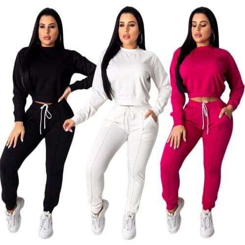 Two Piece Set Top and Pants Outfits Tracksuit Women Long Sleeve Pullover Drawstring Pants Jogging Suit Ensemble Femme 2 Pieces