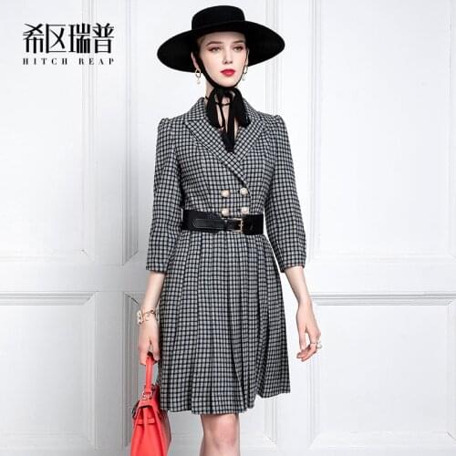 High End Temperament Plaid Skirt New Early Autumn New WomenS Dress 2021 Ladies Fashion Long Sleeve Dress