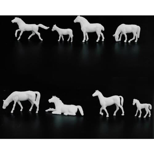 1/87 HO Scale Unpainted White Model Horse Farm Animal Ranch Landscape Layout