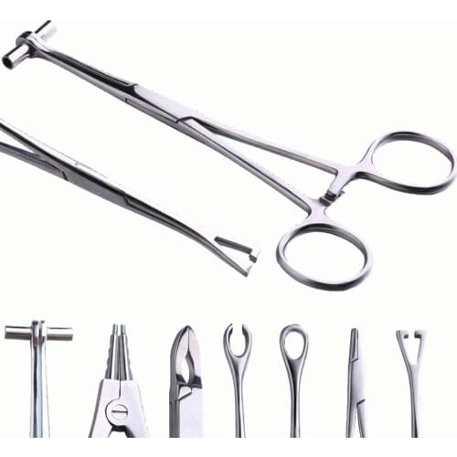1 Piece Stainless Steel Ear Lip Navel Nose Tongue Septum Forcep Clamp Pliers Tool for Body Piercing Rings Opening Round Plier
