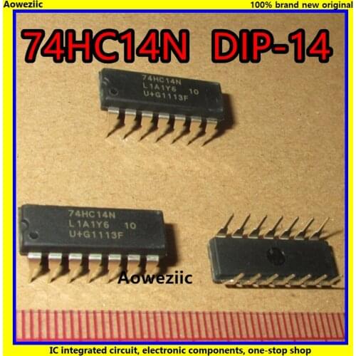 10Pcs/Lot 74HC14N 74HC14 DIP-14 Hex inverting Schmitt trigger New Original Product