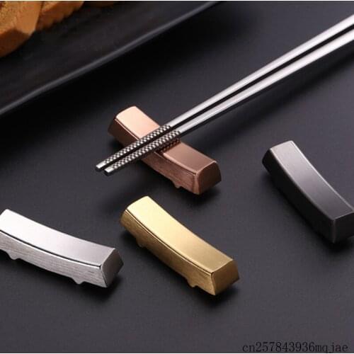 100pcs Chinese Chopstick Rest Chopsticks Holder Rack Traditional Irregular Square Frame Kitchen Tool Stainless Steel