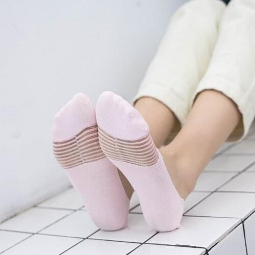 12 Pairs / Bag New Ladies Spring And Summer Cotton Casual Breathable Mesh Boat Socks Silicone Non-Slip Invisible Socks