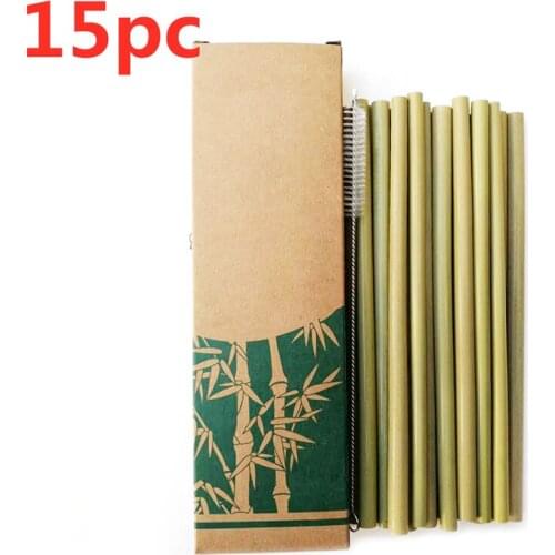 15Pc/Set 20cm Bamboo Straw Reusable Drinking Straws For Party Birthday Wedding Bar Tool