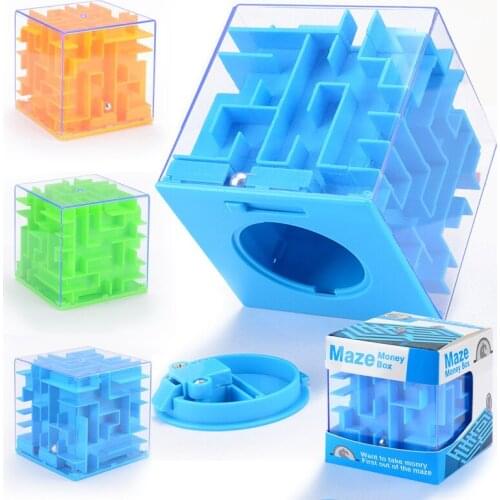 3D Cube Puzzle Money Maze Bank Saving Coin Collection Case Box Fun Brain Game Fun Funny Gadgets Interesting Toys For Children