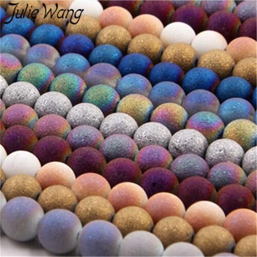 Julie Wang 72PCS 8mm Matte Glass Beads Multicolor Spacer Beads Jewelry Making Accessory Round Fit Necklace Bracelet Anklet