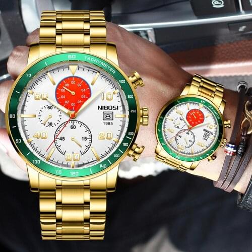 NIBOSI Mens Watches Luxury Top Brand Quartz watch men Stainless Steel Clocks Business Waterproof wrist watch Relogio Masculino