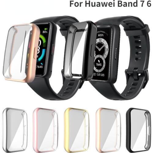 For Huawei Band 6 Watch Case Plating Soft TPU Protective Cover For Huawei Honor Band 6 Full Screen Protector Case Bumper Shell