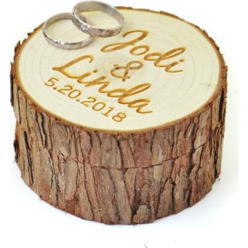 Personalized Wood Wedding Ring Box with Names & Date,Wedding Ring Bearer Box, Custom Rustic Wedding Ring Box