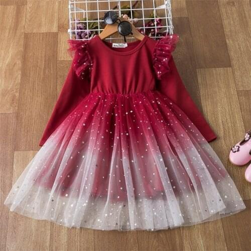 Childrens Clothing Kids Dresses for Girls Christmas Red Lace Dress Girls Winter Clothes Wedding Prom Dress Baby Girls Costume