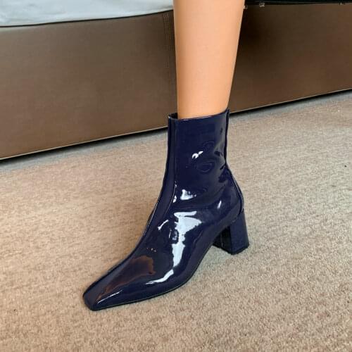 Elegant Genuine Leather Ankle Boots Top Autumn Winter Platform High Heels Shoes Women Quality Brand Office Lady Shoes Woman