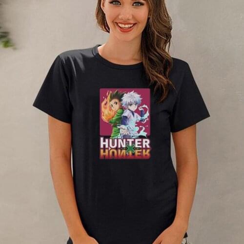 Female T Shirt Kawaii Hunter X Hunter Killua Zoldyck T-Shirt Crew Neck Anime Manga Streetwear Tops Cotton Summer Loose Tees