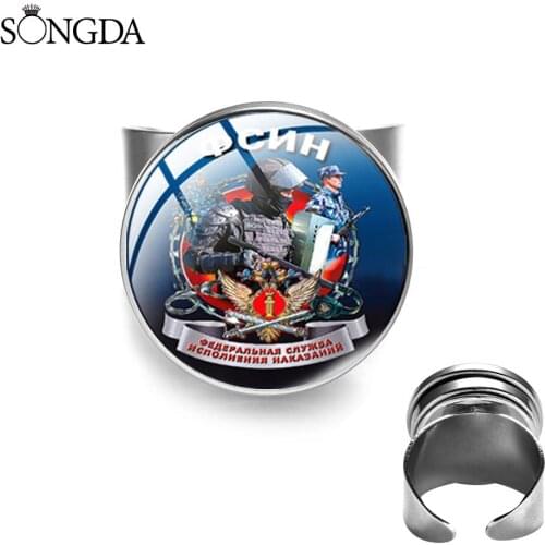 Classic USSR Soviet Spetsnaz GRU Open Ring CCCP Russian Special Purpose Detachments Symbol Glass Cabochon Charm Jewelry Gifts