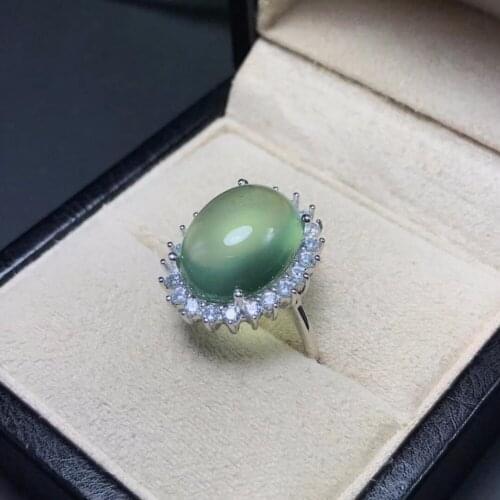 Large grain grape stone ring, beautiful color, crystal clear, 925 silver classic style
