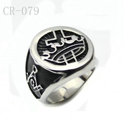 Punk 316L Stainless Steel Cool Silver color Masonic Flaming Cross Ring Freemasonry Ring Jewelry